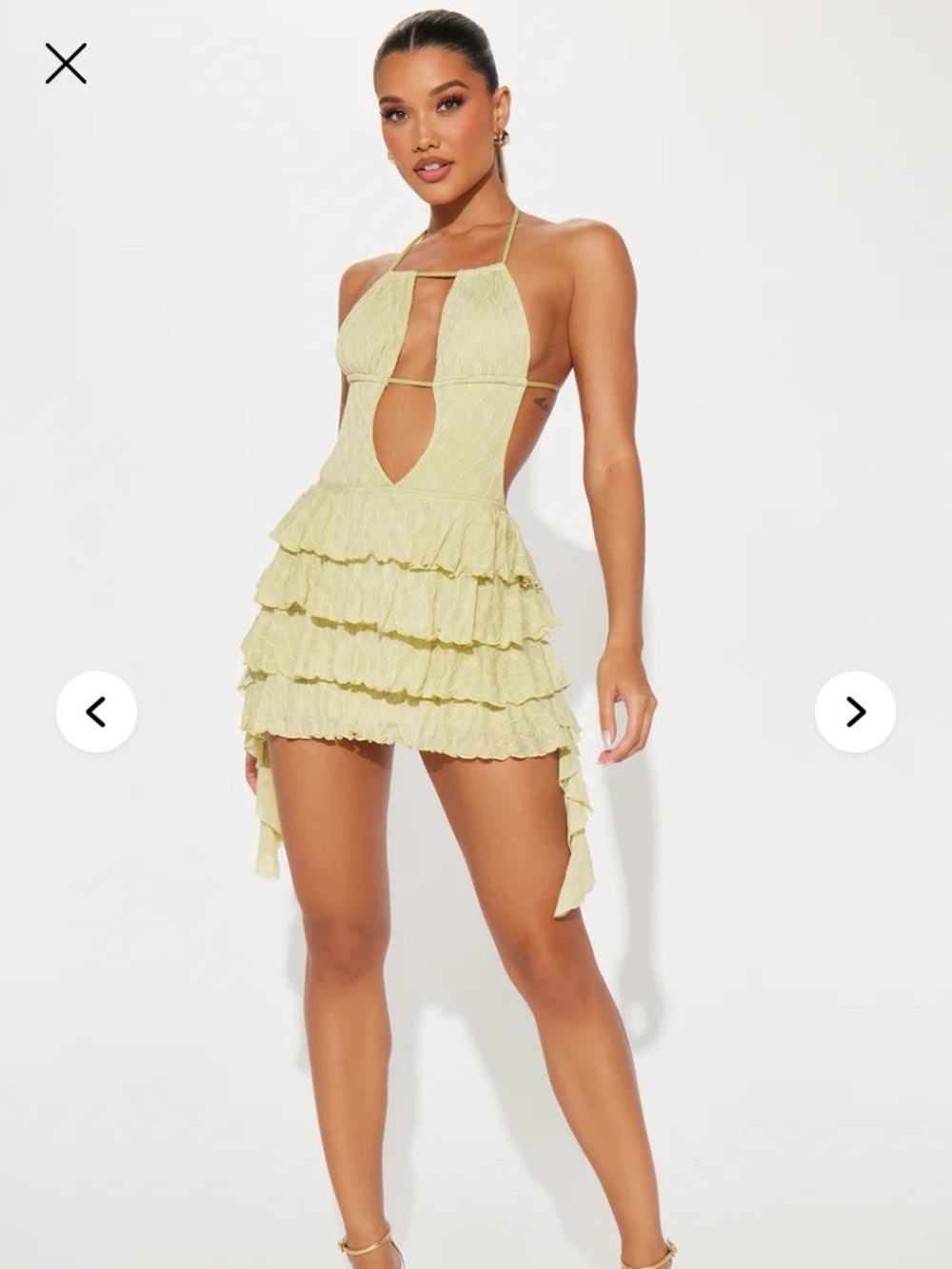 Fashion Nova Sage Green Cutout Halter Mini Dress